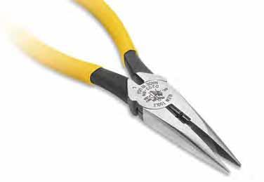 Long-Nose Pliers Features: Custom, US-made tool steel. Hot-riveted joint ensures smooth action and no handle wobble. Plastic-dipped handles for comfort and ease of identification.