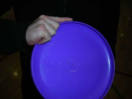 BACKHAND GRIP Curl Fingers around Frisbee with