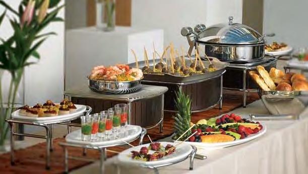 Contoured Buffet Stations Stylish yet flexible option for hot food buffet serving Available in three elegant finishes High