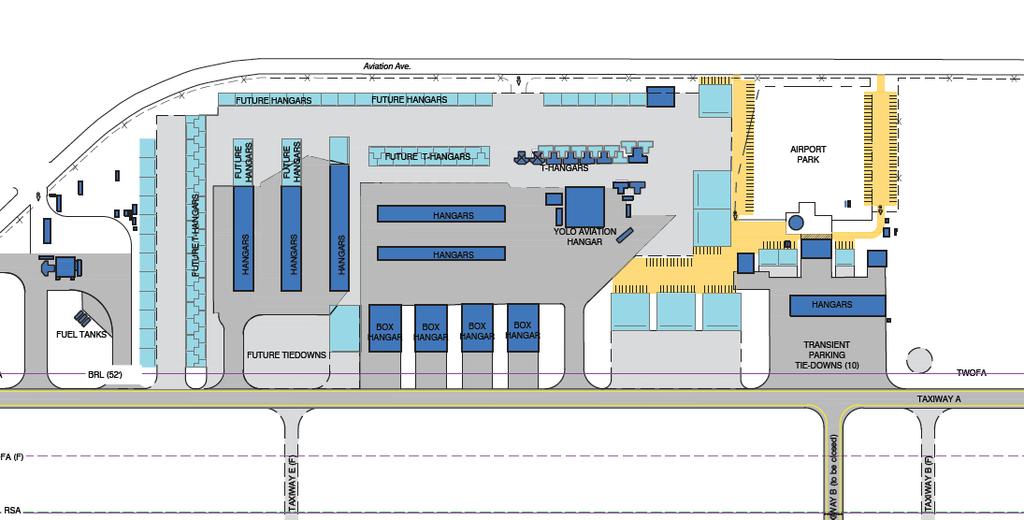 Figure 4 Hangar Layout Transient Parking Area An area near Davis Flight Support (DFS) was identified by airport management as a potential area for apron expansion.