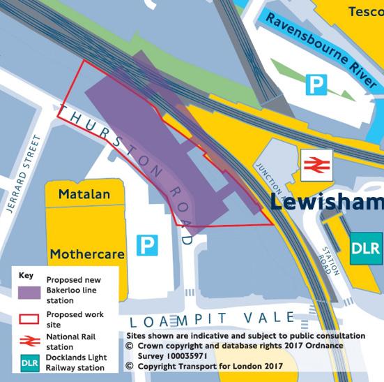 MAJOR SCHEMES TfL consultation proposals 2017 Bakerloo Line Extension to Lewisham In February 2017, the current TfL proposals on the Bakerloo Line Extension stations and shafts were published for