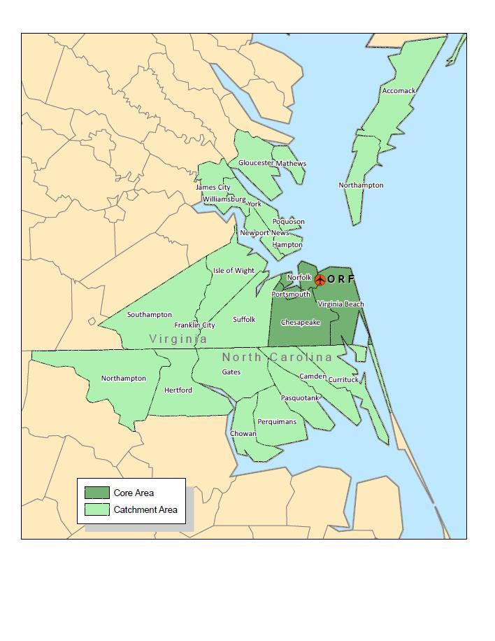 primarily in the following Virginia Counties and *Independent Cities: Accomack, *Chesapeake, Gloucester, *Hampton, Isle of Wight, James City & Williamsburg, Mathews, *Newport News, *Norfolk,