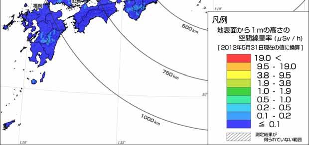 (Reference 1) Measurement Results of the Airborne Monitoring Surveys Conducted by MEXT Nationwide (Air dose rates at 1m height above the ground surface measured nationwide) Fukushima Dai-ichi