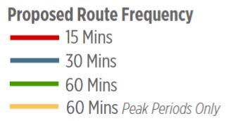 Frequency tells you how often a bus is scheduled to run (in minutes).