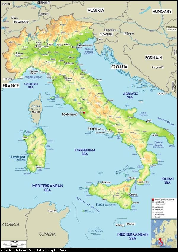 GEOGRAPHY -Located on the Italian peninsula, in the center of the Mediterranean Sea -The Alps are in