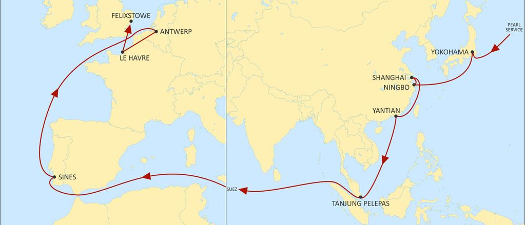 ASIA NORTH EUROPE LION Global coverage from Central and South China Market-leading unique, direct service from Yokohama Improved transits with faster and stable connections to the UK FELIXSTOWE (SAT