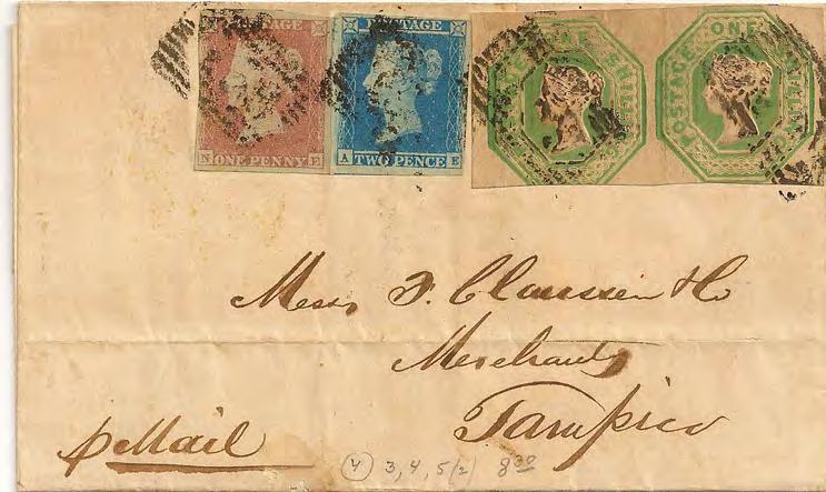 SEPTEMBER 22, 1854: Dublin, Ireland to San Francisco, Upper California via Liverpool and New York paying the 1s 2 1/2d rate
