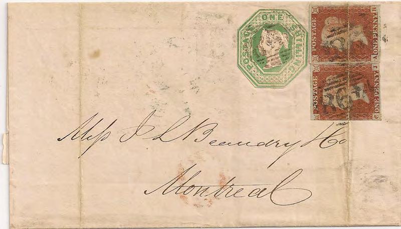1848 APRIL 28, 1848: Manchester, England to Montreal per Cunard Cambria via Liverpool and Halifax, Nova Scotia paying 1s 2d rate (Closed Mail
