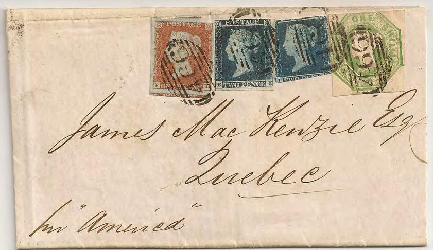 1851 OCTOBER 4, 1851: Liverpool, England to Quebec per Closed Mail via the United States per Cunard America paying 1s 2d