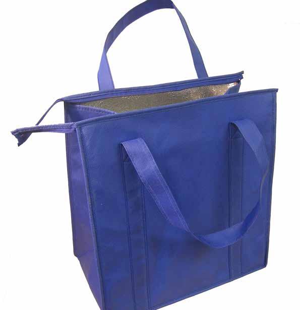 Square Insulated Bags An economical choice. Square presentation creates a neat display and the straight zipper closes easily. Three layers: NWPP, insulating foam, and reflective aluminum.