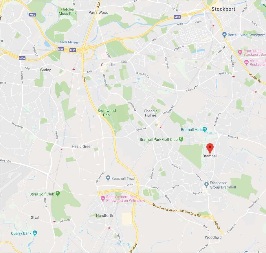 4 MILES SOUTH EAST OF STOCKPORT TOWN CENTRE Southport M6 Wigan A580 Bolton Bury M60 Rochdale Manchester M60 A58 M62 A57 The area benefits from good