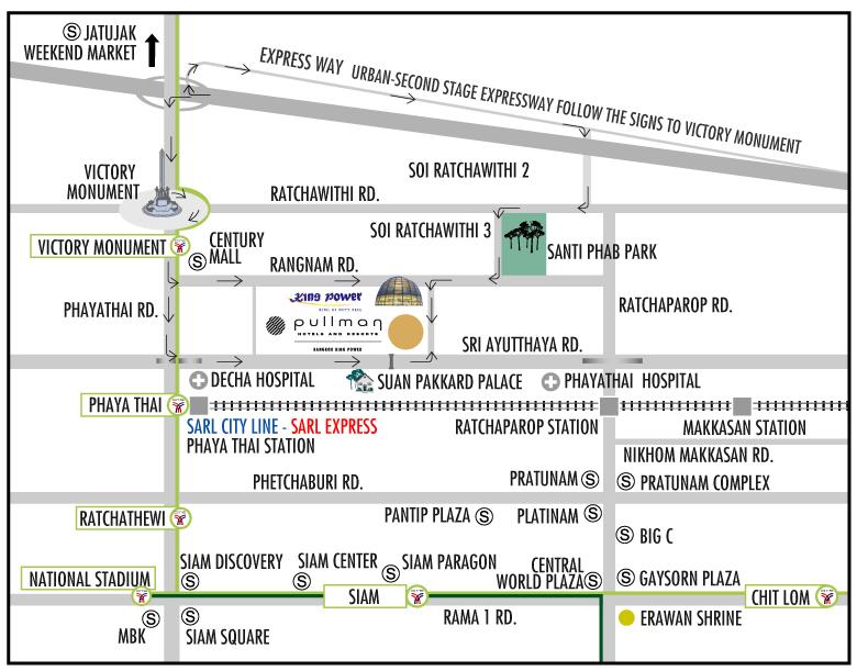 6. Map of the Hotel Pullman Bangkok King Power Hotel and Resort 8-2 Rangnam Road, Thanon Phayathai Ratchathewi, BANGKOK, 10400, THAILAND GPS: N 13 45' 31.92'' E 100 32' 15.