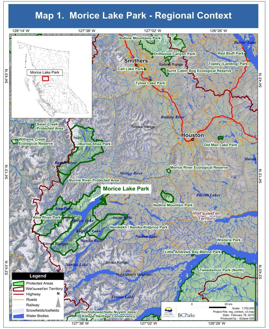 Figure 1: Map 1 Morice Lake Park Regional Context