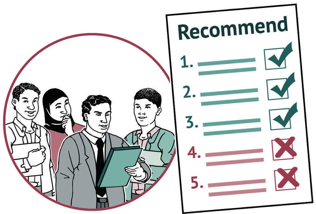 The board can make five types of recommendation;