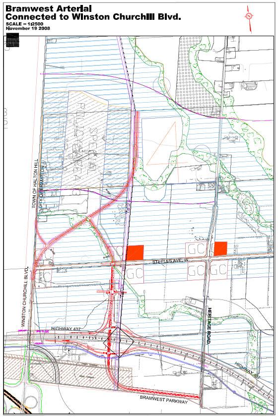 NSTC option of connecting the corridor to Hwy 401 via Winston Curchill Blvd assumes that the corridor diverts to the west south of Embleton Ave and Maple Lodge Farms to link up with Winston Churchill