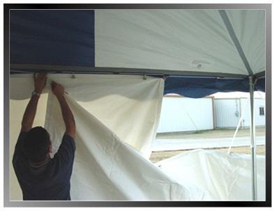 Step #24 Each tent which is purchased with standard side walls includes enough wall to overlap 5' at each end.