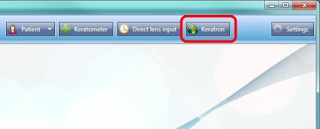 Import data from Keratron Follow this instruction to send data from the Keratron software to Easyfit. Start by clicking in Easyfit on the Keratron button.