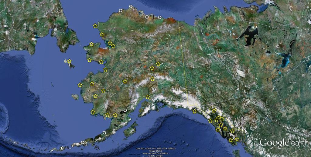 Radio StaDon LocaDons - Alaska 33 Sites Reporting on Network : 33 Sites