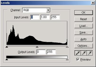 Ostala prilagođavanja - Levels Image Adjustments Levels Prilagođavanje nivoa promjena svjetline slike Input Levels: Prilagođavanje crne točke Tamni tonovi Input Levels: Prilagođavanje bijele točke