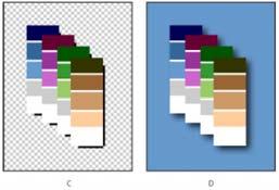 C: prozirnost odabrana bez Matte D: isključena prozirnost s jednom bojom iz Matte boja iz Matte