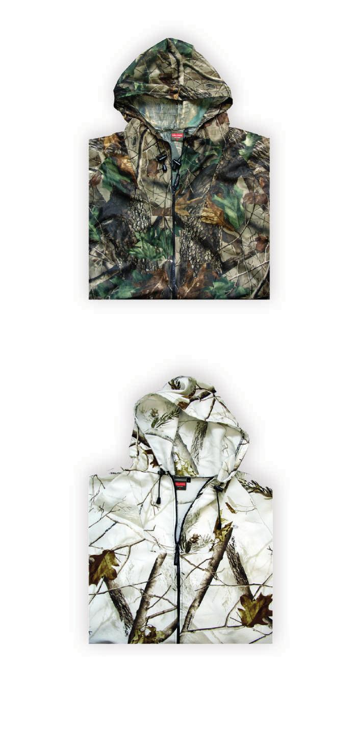 CAMO PULL OVER SUITS BIG FORK Pull-over camouflage suit out of super light weight polyester mesh fabric. Printed with Realtree Hardwood. To be worn over other clothing. Suitable for summer and winter.