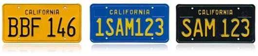 California Legacy License Plate Program Thanks to Rick Hansen and Mac Steiger for submitting this info.
