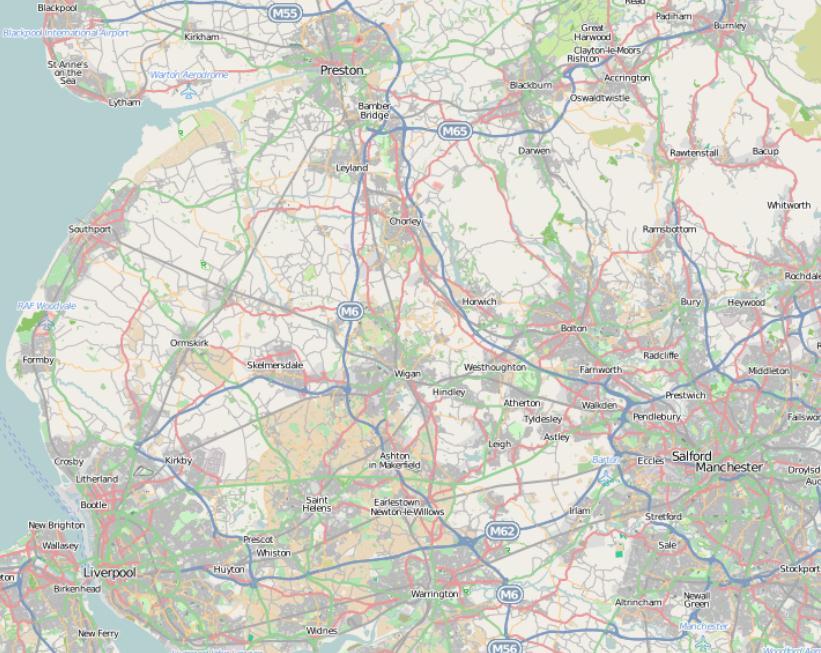 5 Joining the West Coast Mainline Figure 5.1 Joining the West Coast Main Line location map 5.2.2 Warrington is a town in Cheshire, situated between Manchester and Liverpool.