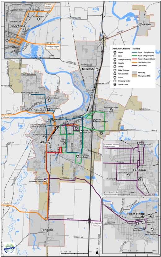 Figure 3: Fixed Route Transit in the Albany Area Source: