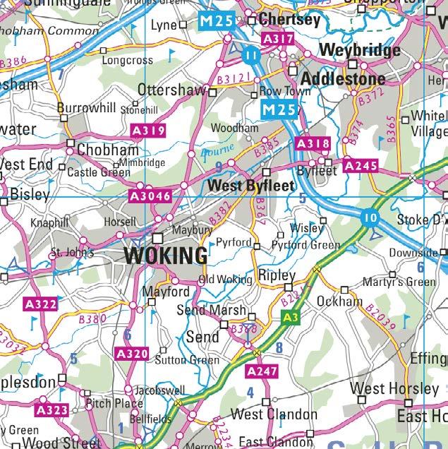 Woking is approximately 24 minutes from Waterloo station at the southwestern edge of the Greater London Urban Area.