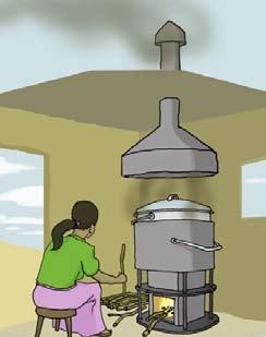 If a stove without a chimney is used indoors it is important to let as much air into the kitchen as possible.