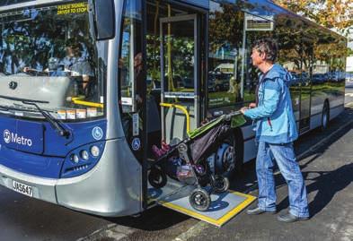 Prams and luggage can be taken on the bus Priority seats for seniors, people with disabilities, pregnant women or caregivers are near the front of the bus.