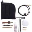 Standard Kit includes a government-type 5-piece cleaning rod (with loop), bronze bore brush, bronze chamber brush, double-ended parts cleaning brush, and a heavy Nylon pouch tapered correctly for a