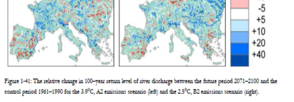(floods): decrease Rest of Europe: almost no changes or increase of
