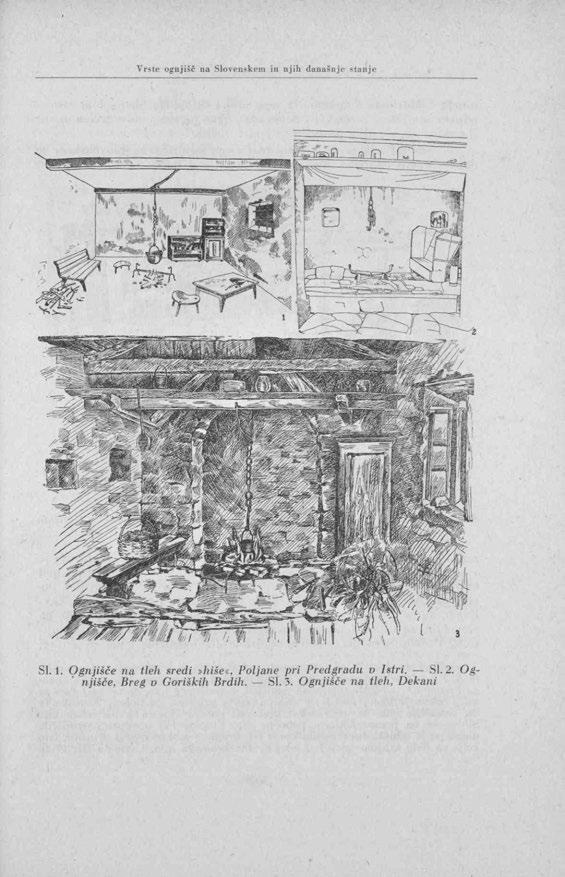 SI. 1. Ognjišče na. tleli sredi»hiše«, Poljane pri Predgrađu v Istri.