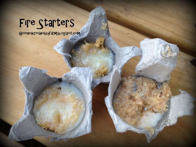 Homemade firestarters are a great gift made with recycled/upcycled materials, and step by step instructions can be found at:
