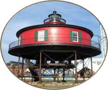 Seven Foot Knoll Lighthouse which marked the entrance to the Patapsco River and Baltimore Harbor starting in 1856.