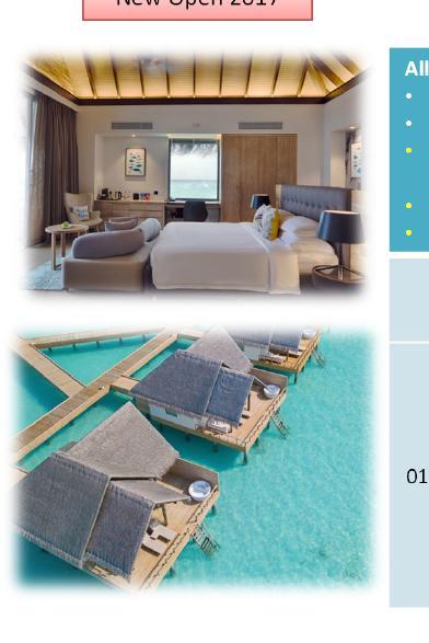HOT DEAL Promotion 20% OFF Must be book on/before 31Oct18 Maldives 3/4 s All Inclusive Package Centara RasFushiResort & Spa Transfer by speed boat 15minutes Breakfast, Lunch and Dinner in Oceans