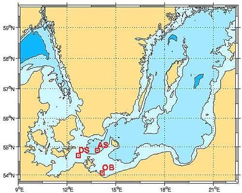 MARNET Stations MARNET: Marine Monitoring Network of the BSH DS: Darss Sill AS: Arkona Sea OD: Oder Bank For more