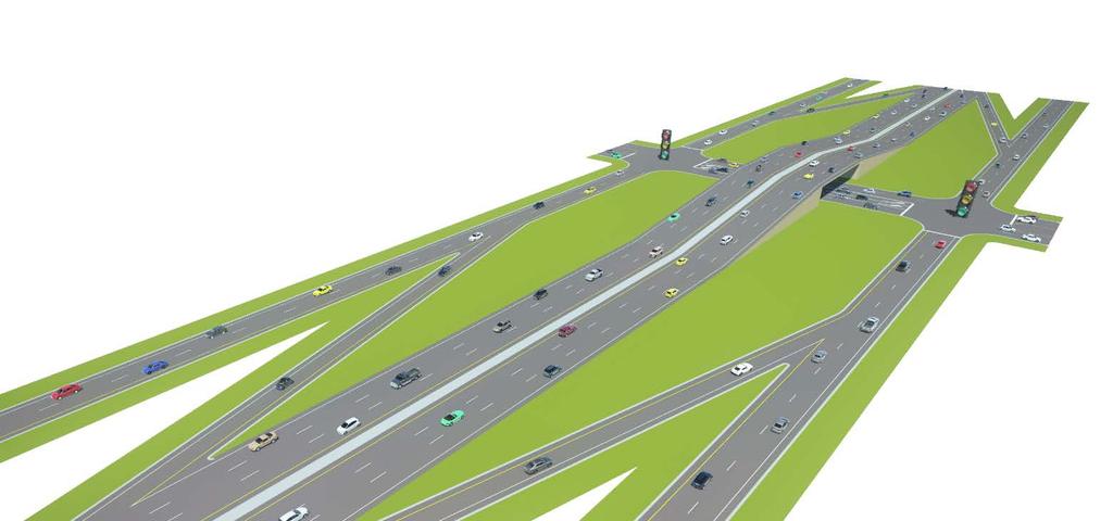 TYPICAL SECTIONS CONTROLLED ACCESS HIGHWAY 350-400 right-of-way footprint Enhanced safety Minor Limited Right-of-Way access Continuous 6-8 Lanes mainlanes Access and 4-6 lanes of frontage road Rated