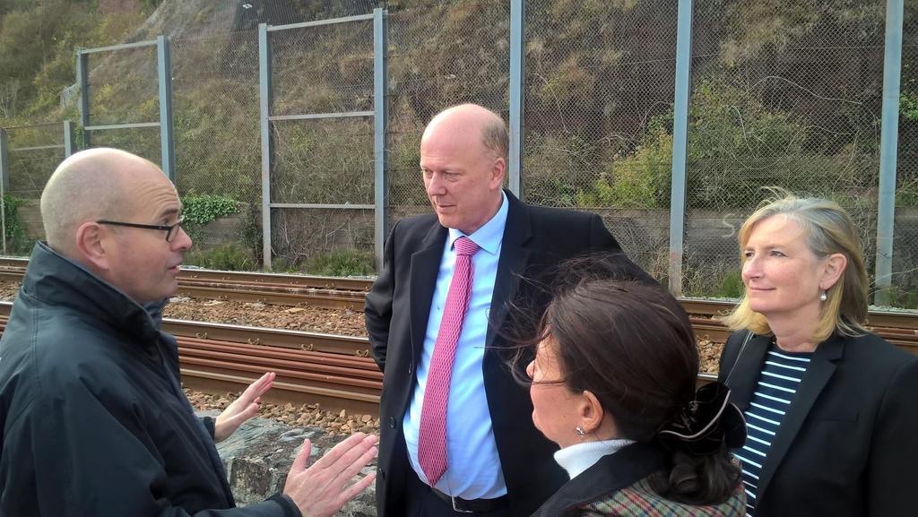 20 October 2016: Secretary of State for Transport Chris Grayling visits Dawlish There is no option for the future that allows our railway links to Devon and