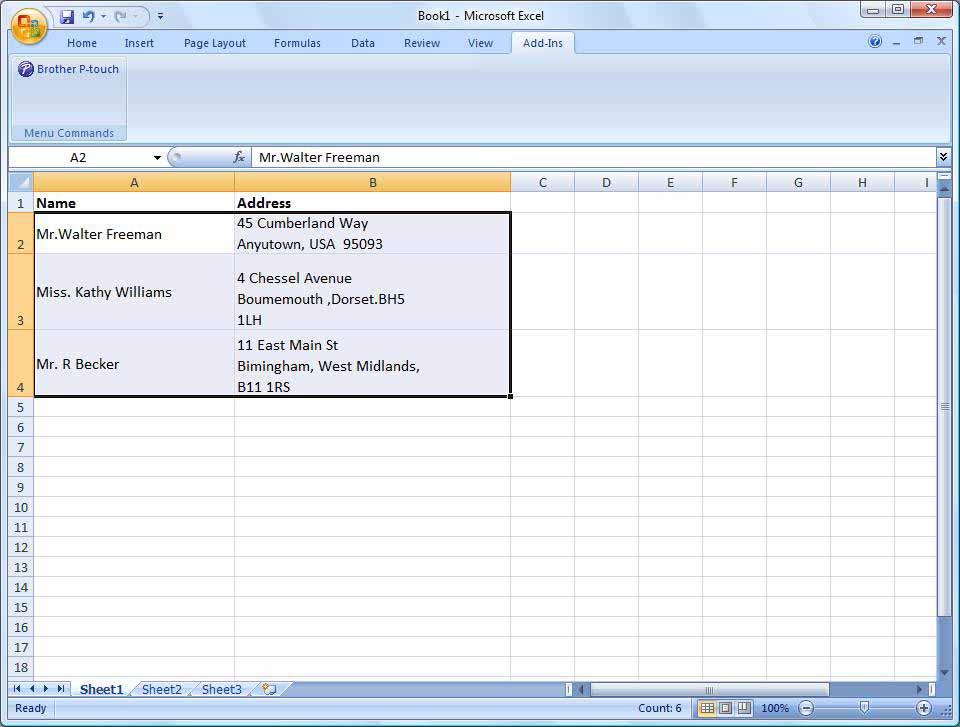 Microsoft Excel S funkcijom Add-In možete izravno kopirati tekst iz programa Microsoft Excel na izgled naljepnice.
