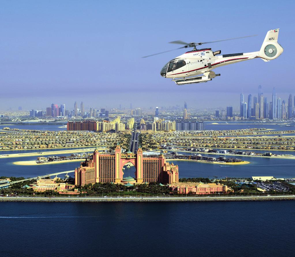Experience a thrilling take-off from The Palm Jumeirah and soar above Dubai s fascinating landmarks. Enjoy an impressive helicopter sightseeing adventure.