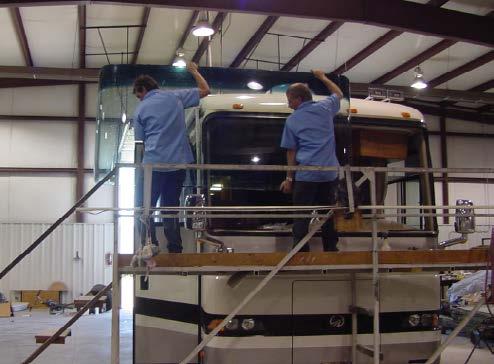 WINDSHIELD/ GLASS PROFESSIONALS Master Tech RV windshield and glass shop installs more windshields than any