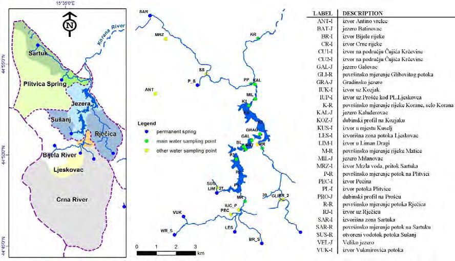 Determination of smaller subcatchments within the PLC through the synthesis of research results that include: hydrogeological characteristics of the area, hydrochemical and isotopic analysis of water