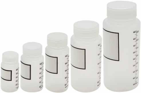printed graduations show milliliters and f uid ounces, allowing estimation of volumes remaining and / or decanted High clarity polypropylene allows easy viewing of the f uid level Capacity Neck Cap