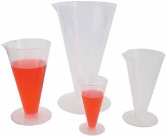 these translucent polypropylene products more stable on the bench than traditional glass or plastic cylinders and results in fewer spills or more serious accidents.