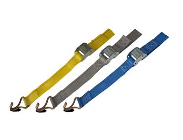2350-20-WH 2" Logistic Cam Straps Series E/A w/ Spring E Fittings AVAILABLE IN CUSTOM COLORS, FITTINGS LENGTHS, & STENCILS 2" x 12' 2360-12-SE 2" x 16' 2360-16-SE 2" x 20' 2360-20-SE Plate