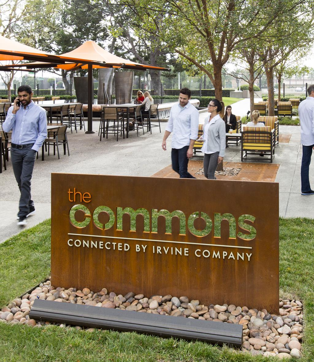 BUILDING WORKPLACE COMMUNITIES WITH INVESTMENT IN OUTDOOR WORKSPACES The Commons features a