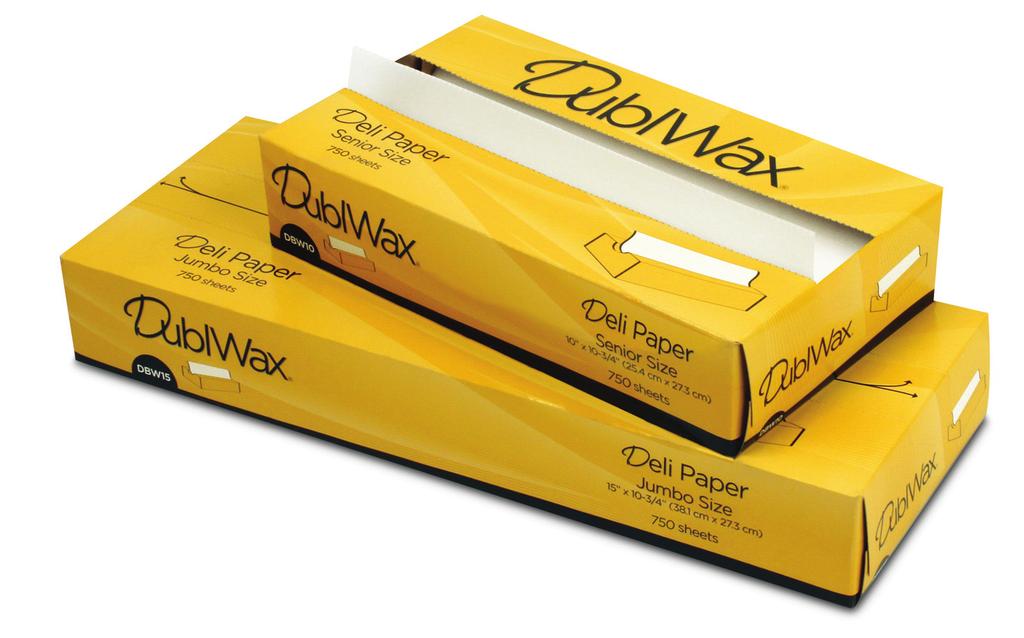 DublWax Deli Paper Improve source reduction with our efficient, 750 sheet pop-up dispenser carton Superior moisture resistance provides a safe and sanitary barrier Multiple uses