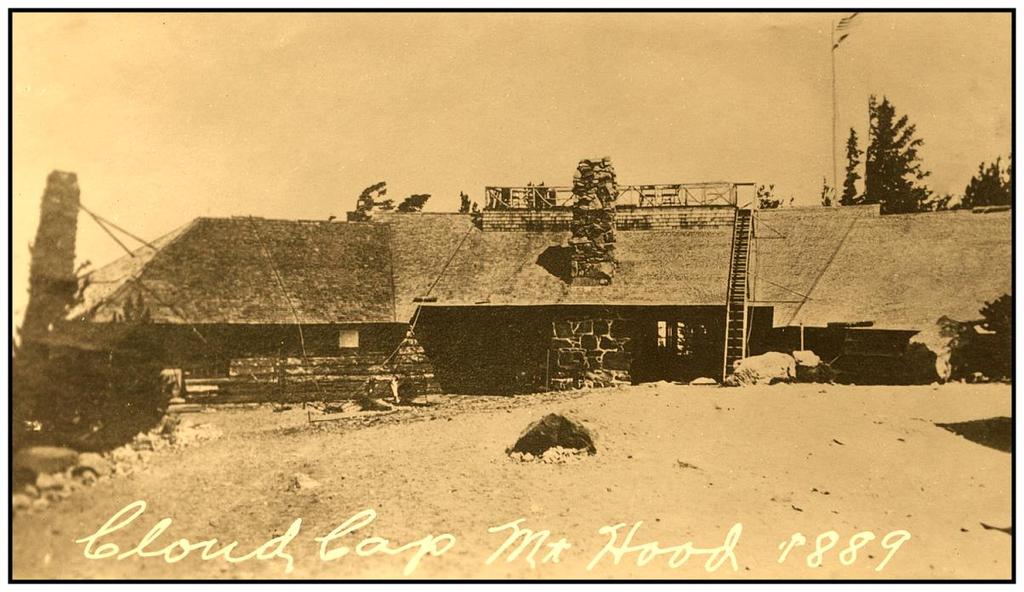 This view shows the newly completed Cloud Cap Inn in 1889.